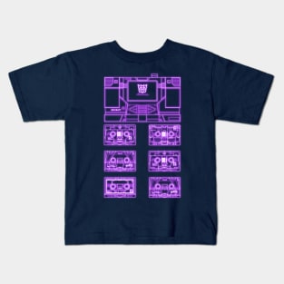 Masterpiece Soundwave and Cassettes Purple tron effect Kids T-Shirt